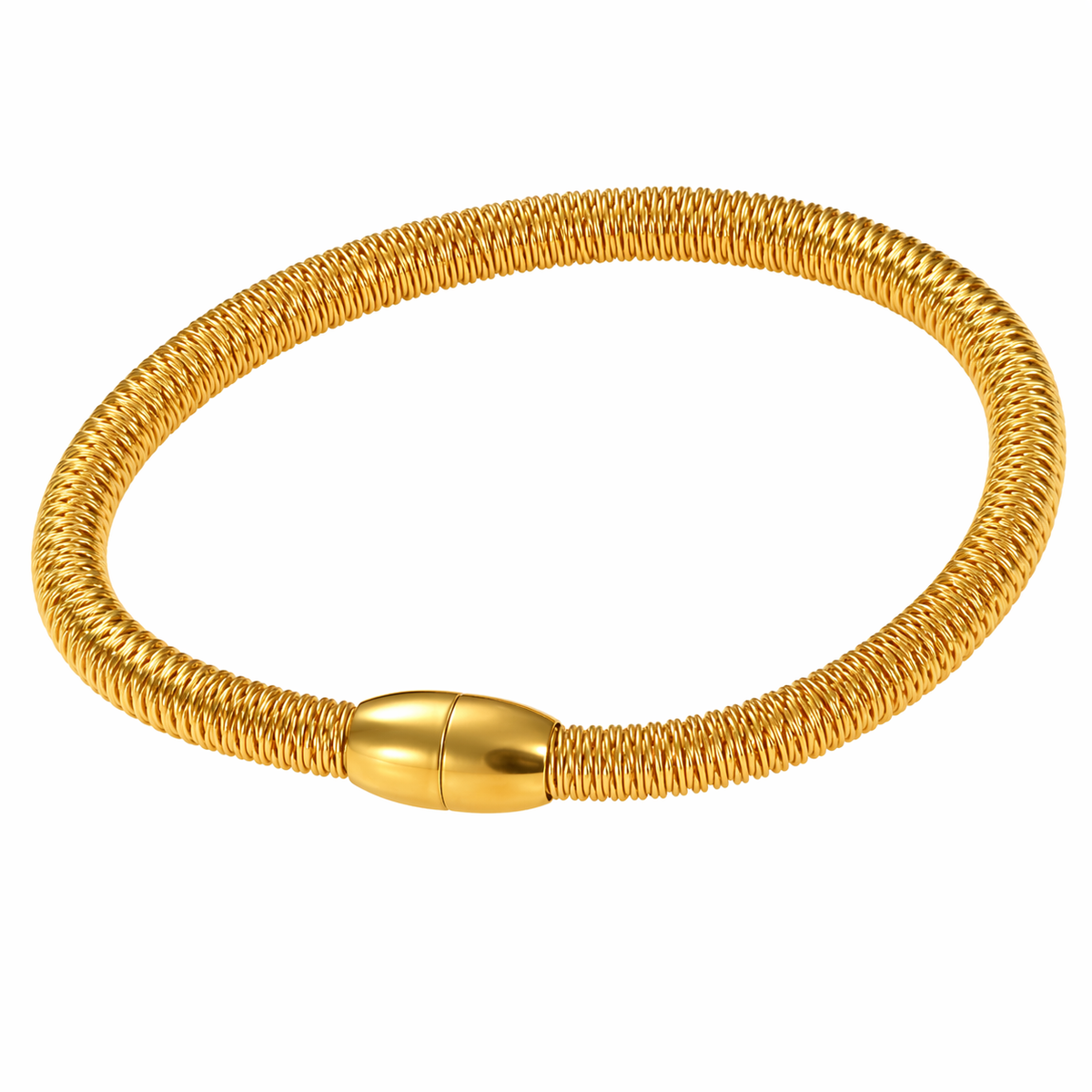 Coil Spring Magnetic Clasp Bracelet, 8" – Gold-Tone Stainless Steel