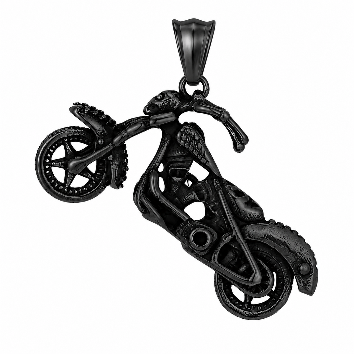 Biker Motorcycle Bike Pendant – Black Stainless Steel