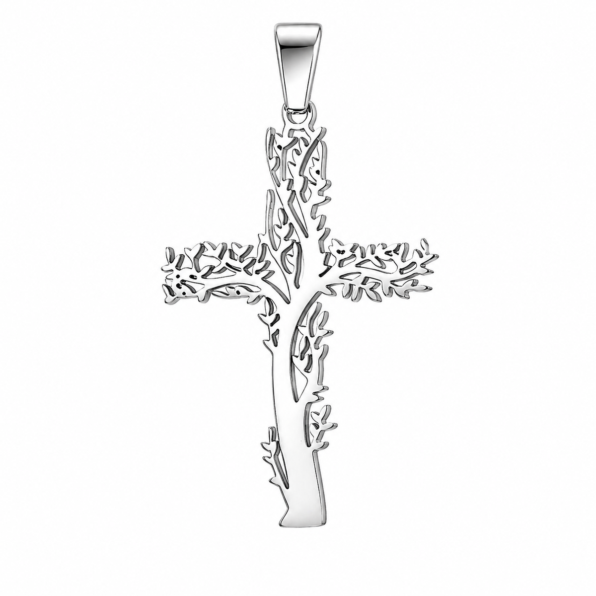 Tree of Life Cross Pendant – Stainless Steel