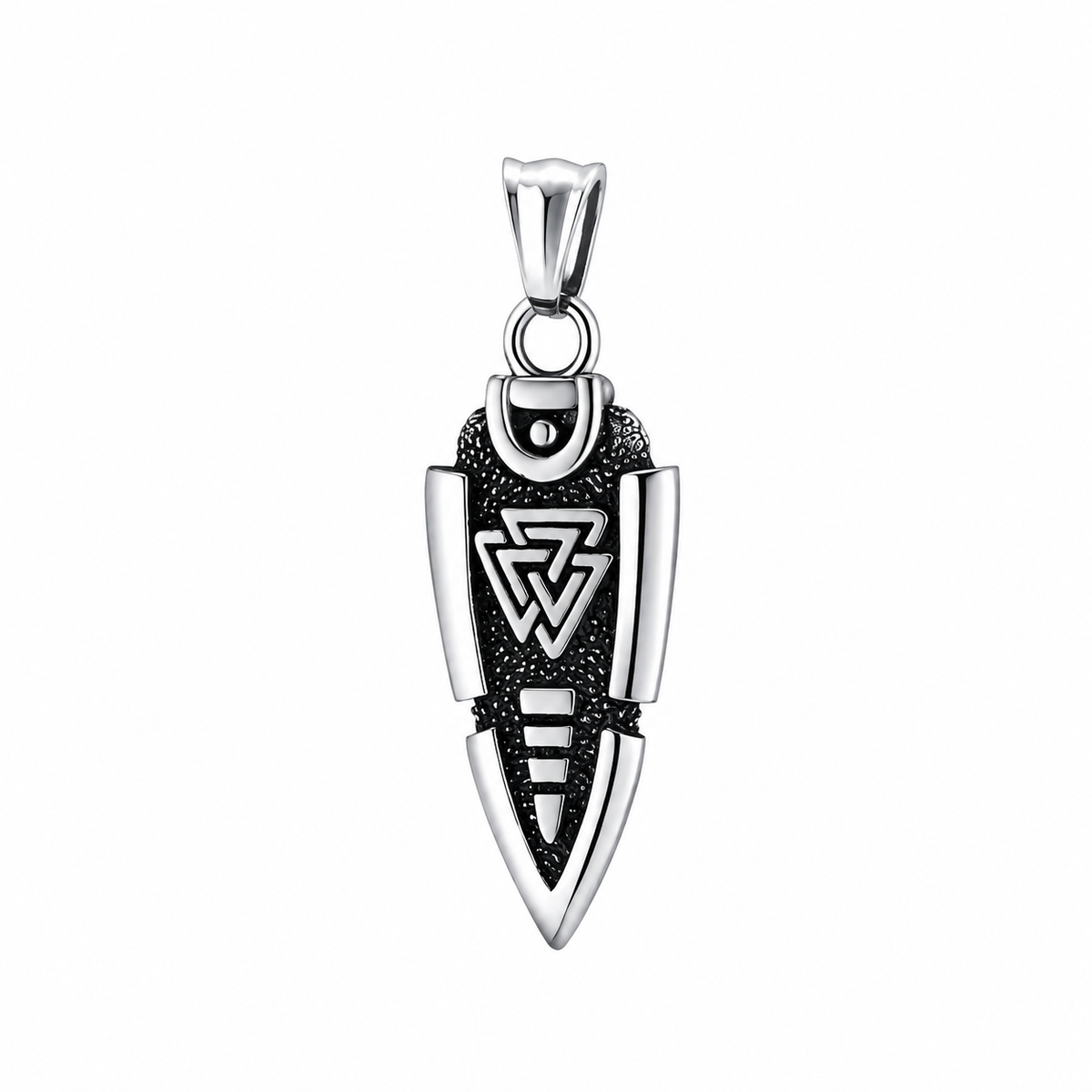 Valknut Norse Triple Triangle Arrow Pendant – Stainless Steel