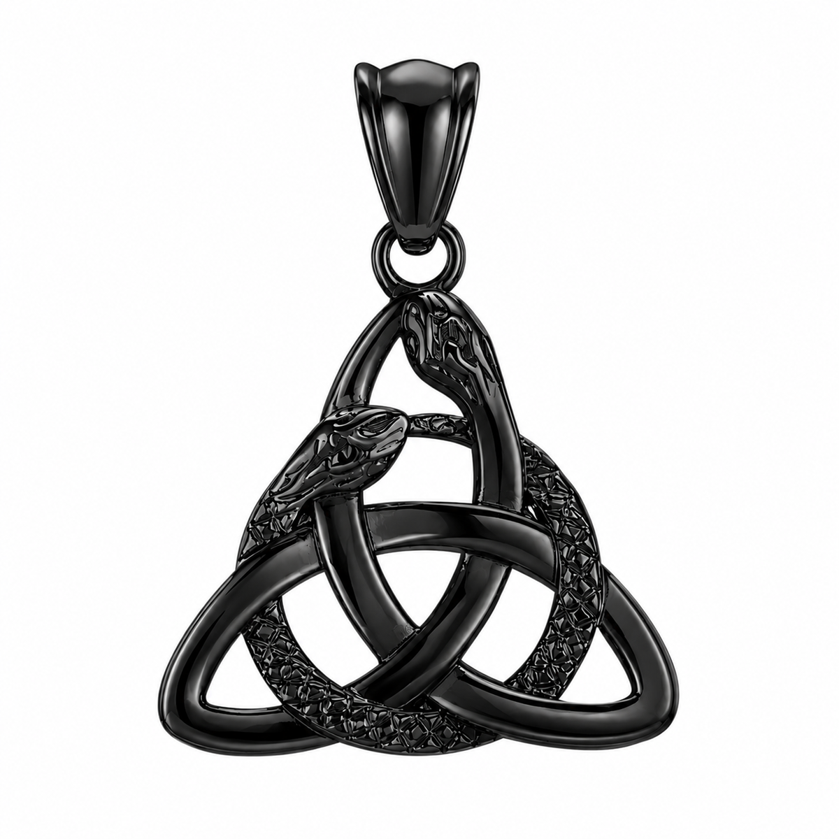 Triquetra Snake Celtic Knot Pendant – Black Stainless Steel