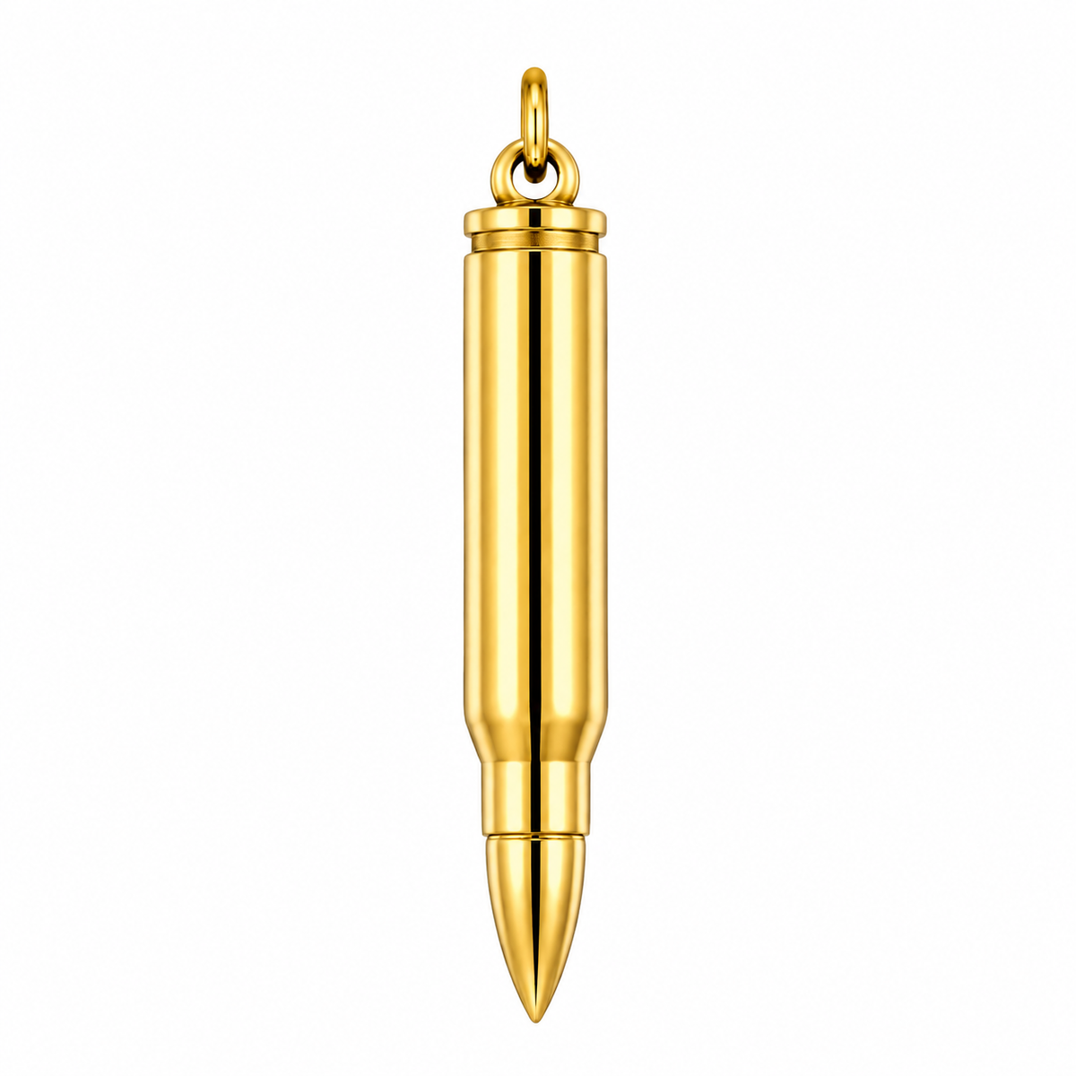 Bullet Shell Casing Ammo Gun Pendant – Gold-Tone Stainless Steel