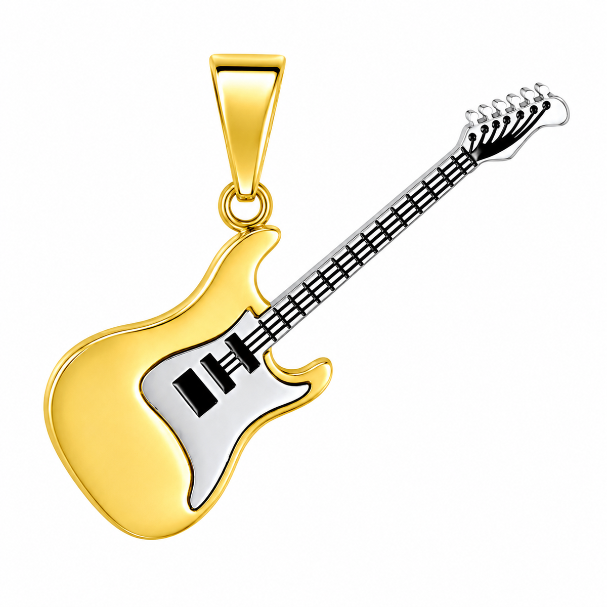 Guitar Rock & Roll Music Pendant (Design 093) – Gold-Tone Stainless Steel
