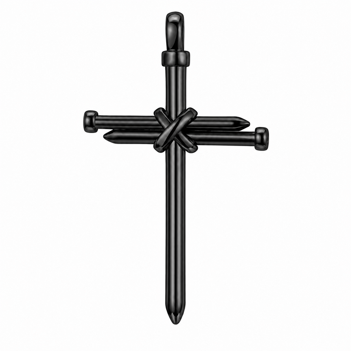 Cross Jesus Nail Pendant – Black Stainless Steel