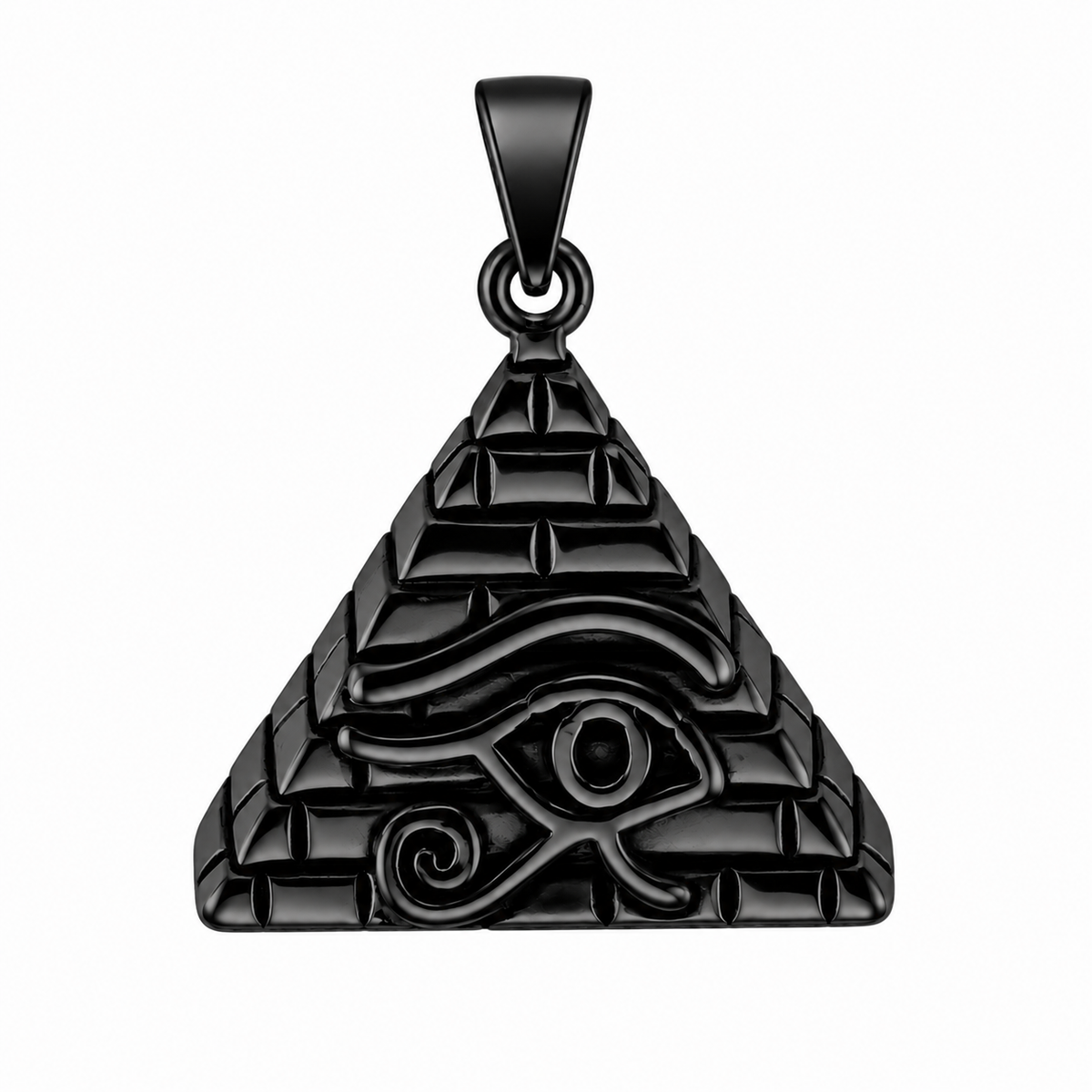 Pyramid Eye of Horus Egyptian Pendant – Black Stainless Steel