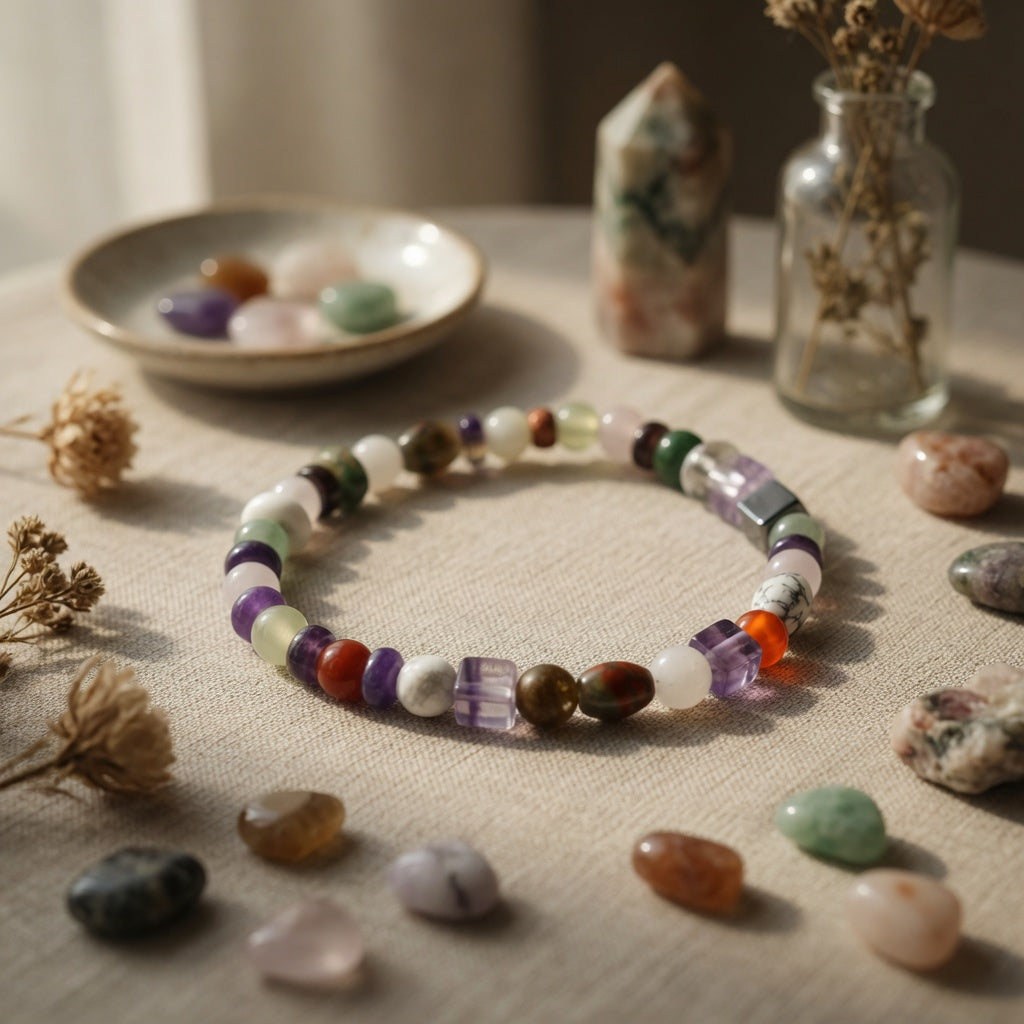 4-6mm Mixed stones & shapes Stretch Bracelet