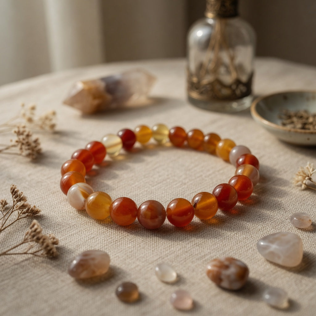 8mm Agate, Red Stretch Bracelet