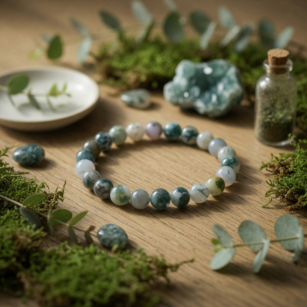 8mm Moss Agate Stretch Bracelet