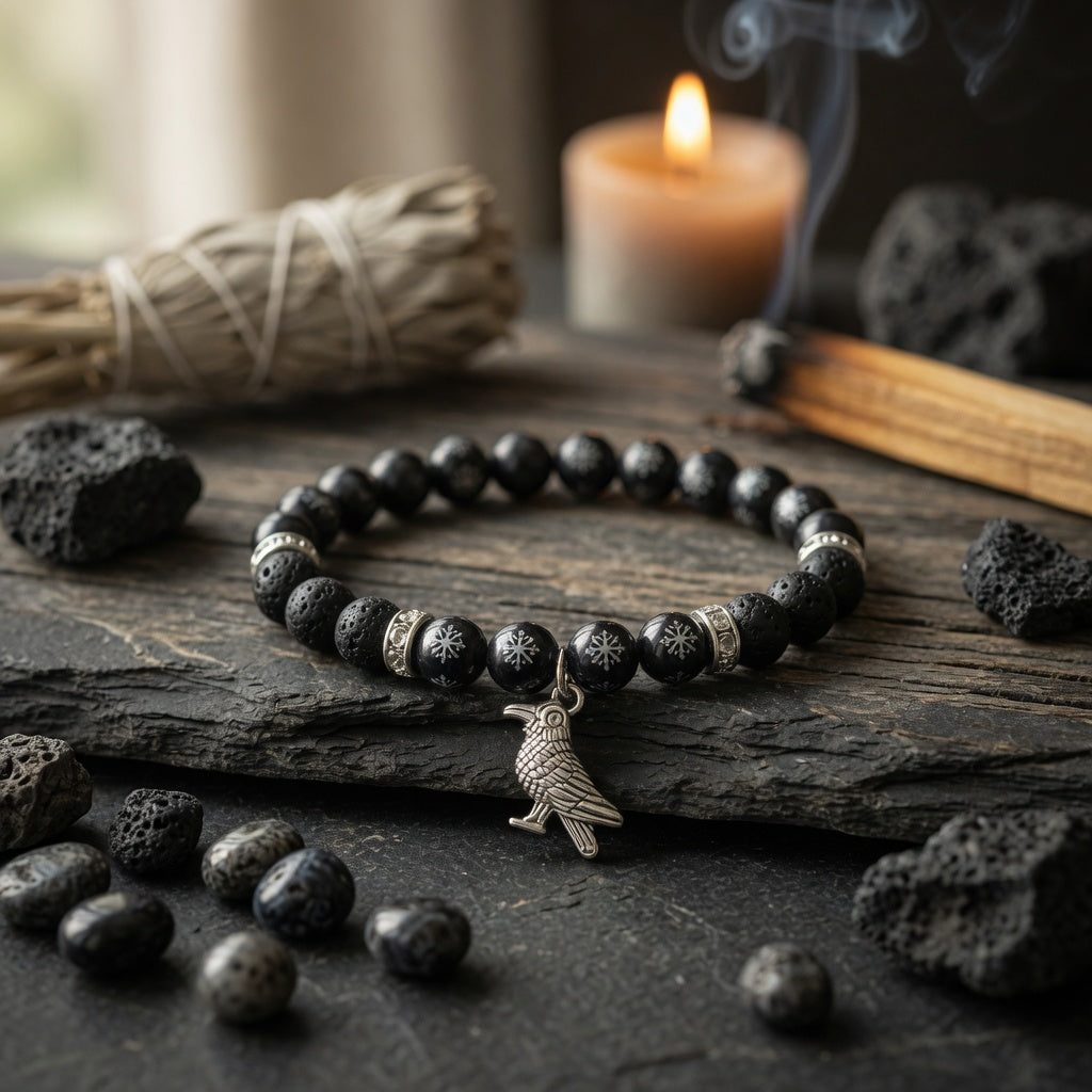 8mm Gabbro, Indigo & Lava Stretch Bracelet