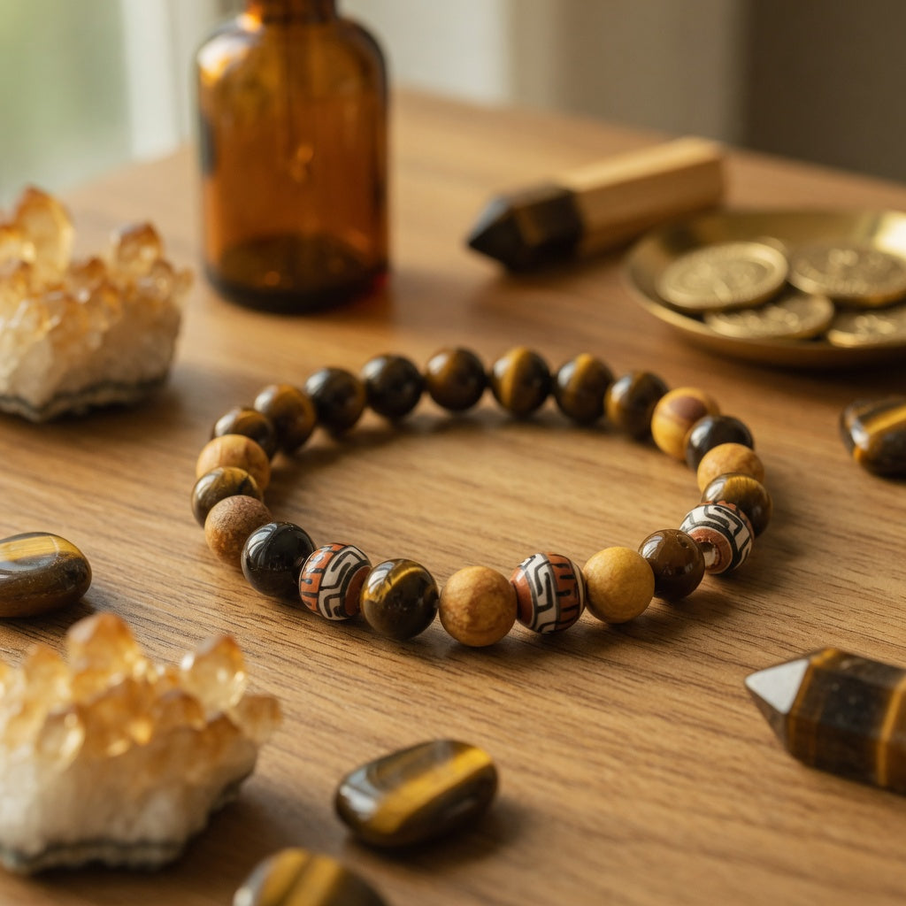 8mm Palo Santo Tiger Eye Stretch Bracelet