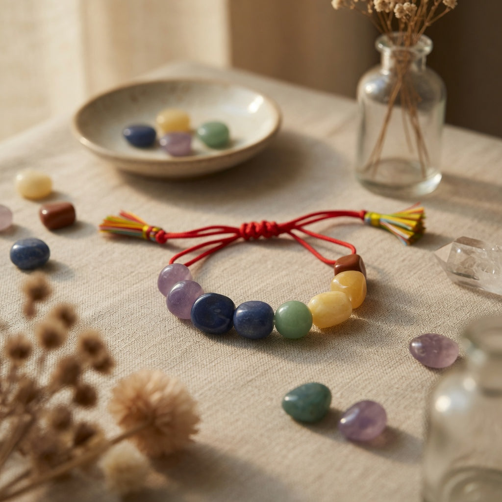 7 Chakra Tassel Nugget Adjustable Bracelet