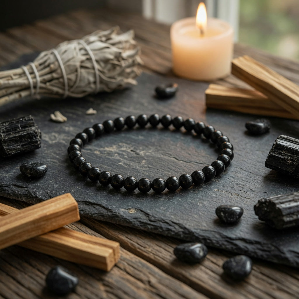 4mm Black Tourmaline Stretch Bracelet