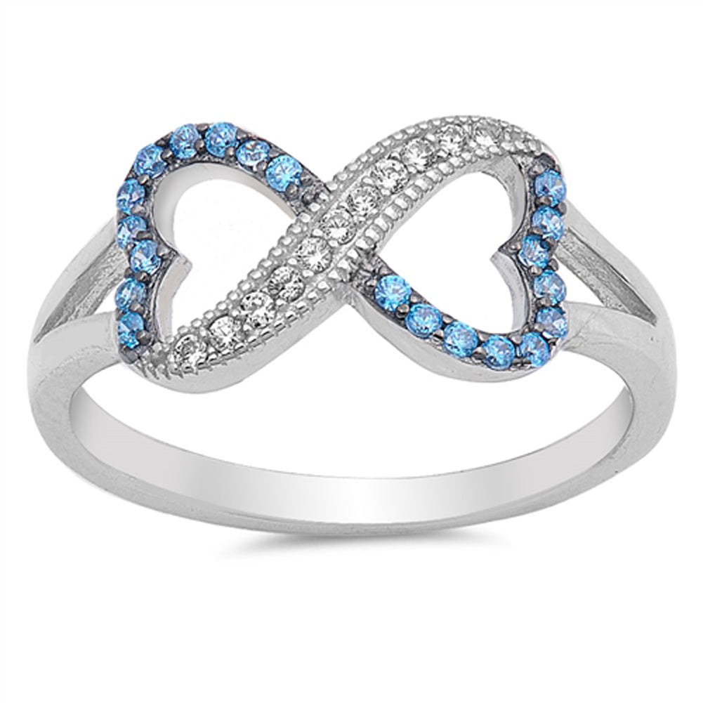 Infinity Heart Blue Sapphire CZ Ring New .925 Sterling Silver Band Sizes 4-10