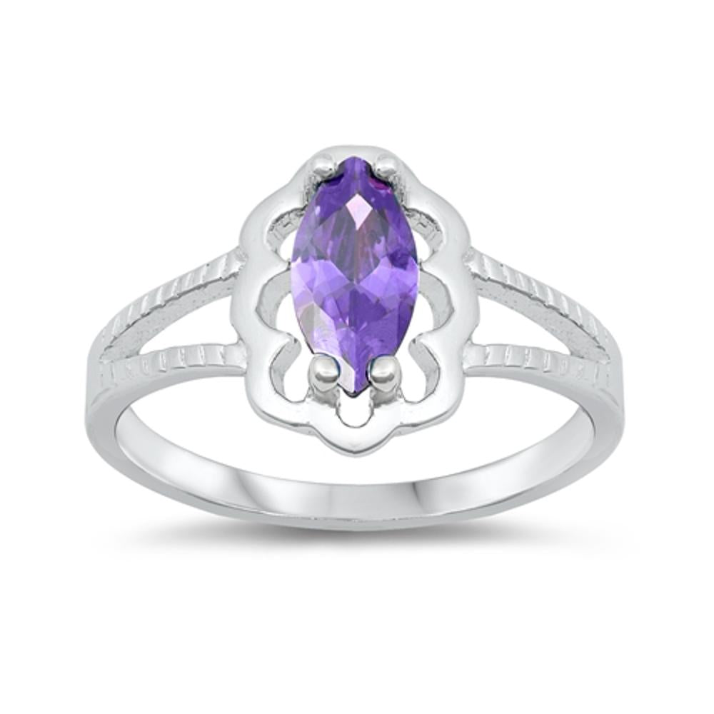Amethyst CZ Wholesale Wave Marquise Ring New 925 Sterling Silver Band Sizes 1-6