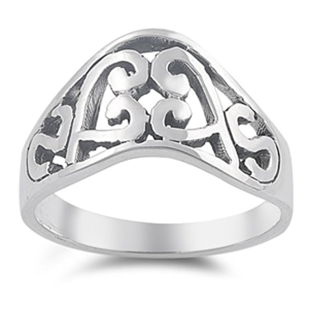 Oxidized Heart Filigree Swirl Infinity Ring .925 Sterling Silver Band Sizes 6-10