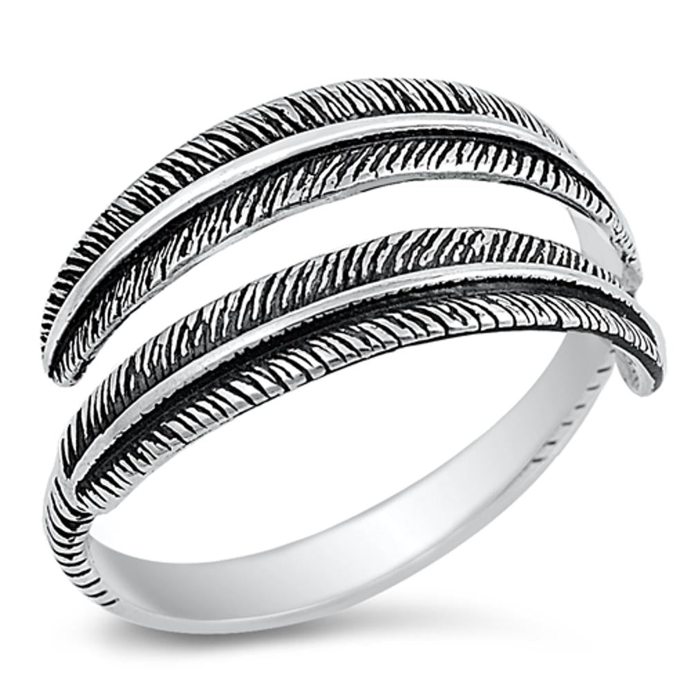 Leaf Oxidized Open Designer Ring New .925 Sterling Silver Band Sizes 5-12