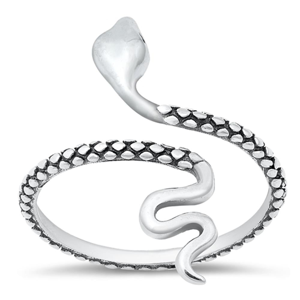 Rattlesnake Serpent Snake Classic Ring New .925 Sterling Silver Band Sizes 5-10
