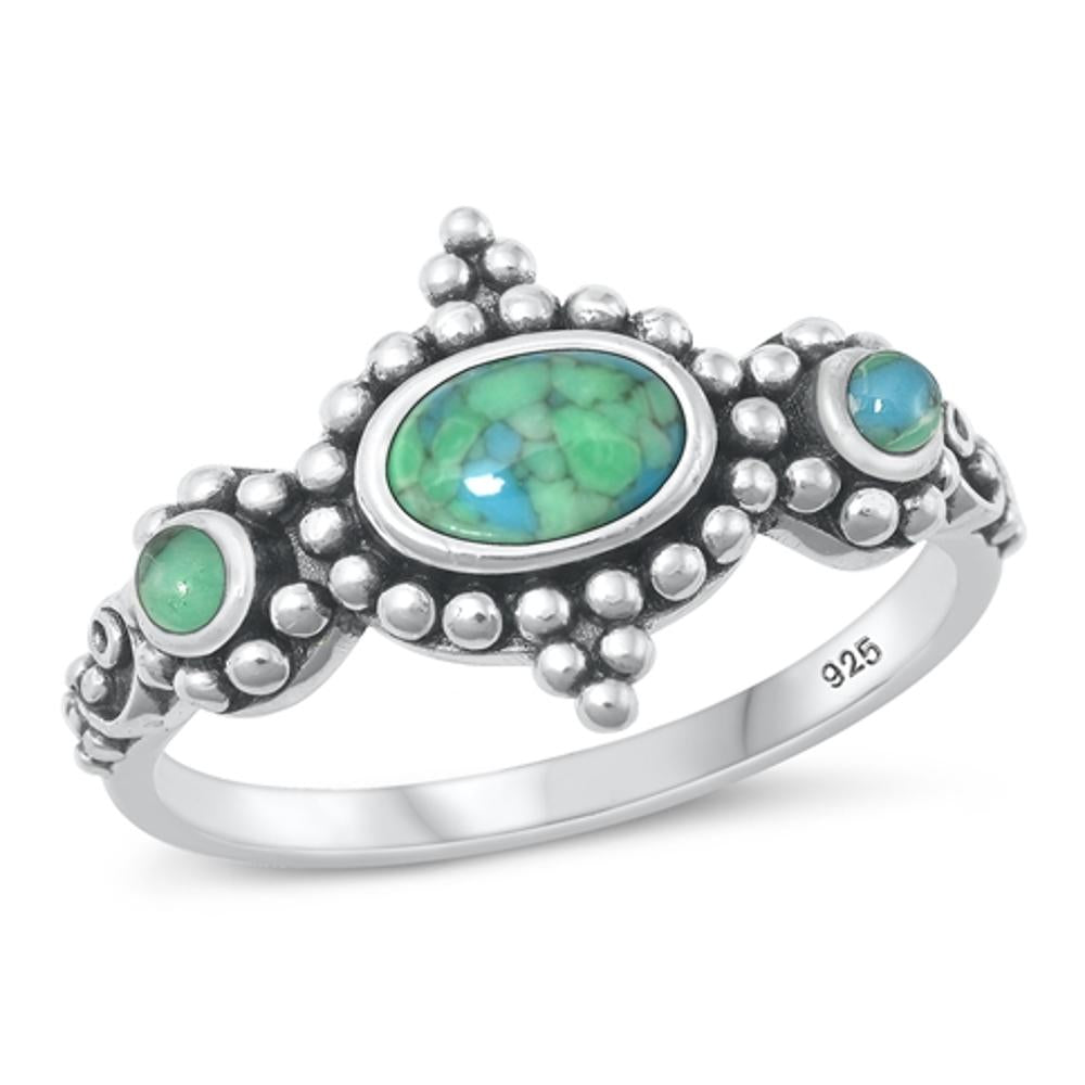 Sterling Silver Turquoise Bali Ring