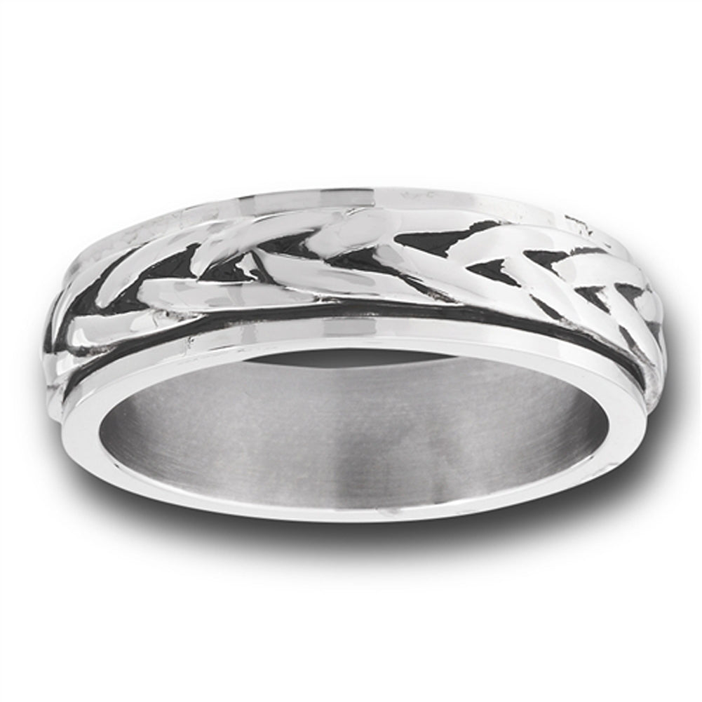 Stainless Steel Comfort Fit Spinning Braids Ring