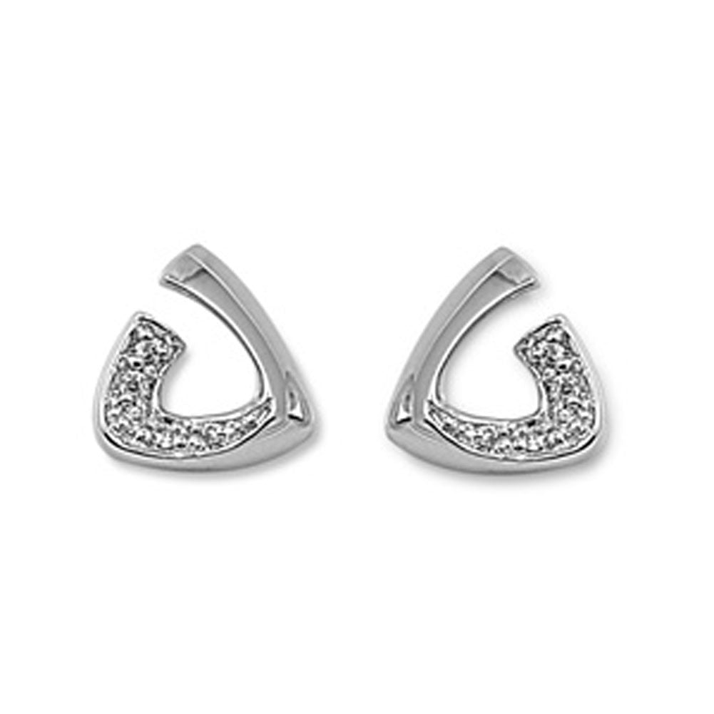 Open Triangle Simulated Clear CZ Earrings – Sterling Silver