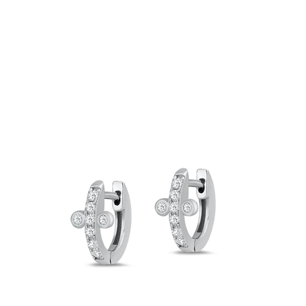 Unique Studded Cross High Clear CZ Hoop Earrings – Sterling Silver