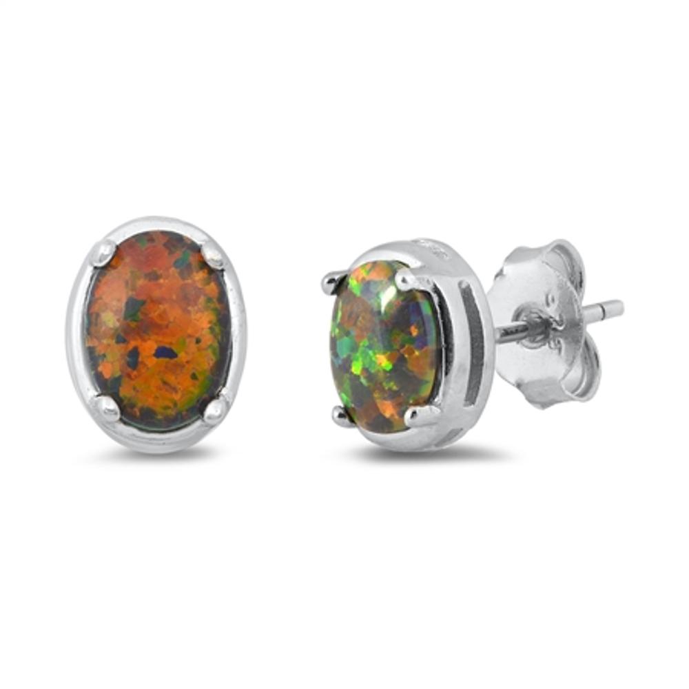 Beautiful High Polished Mystic Lab Opal Earrings – Sterling Silver