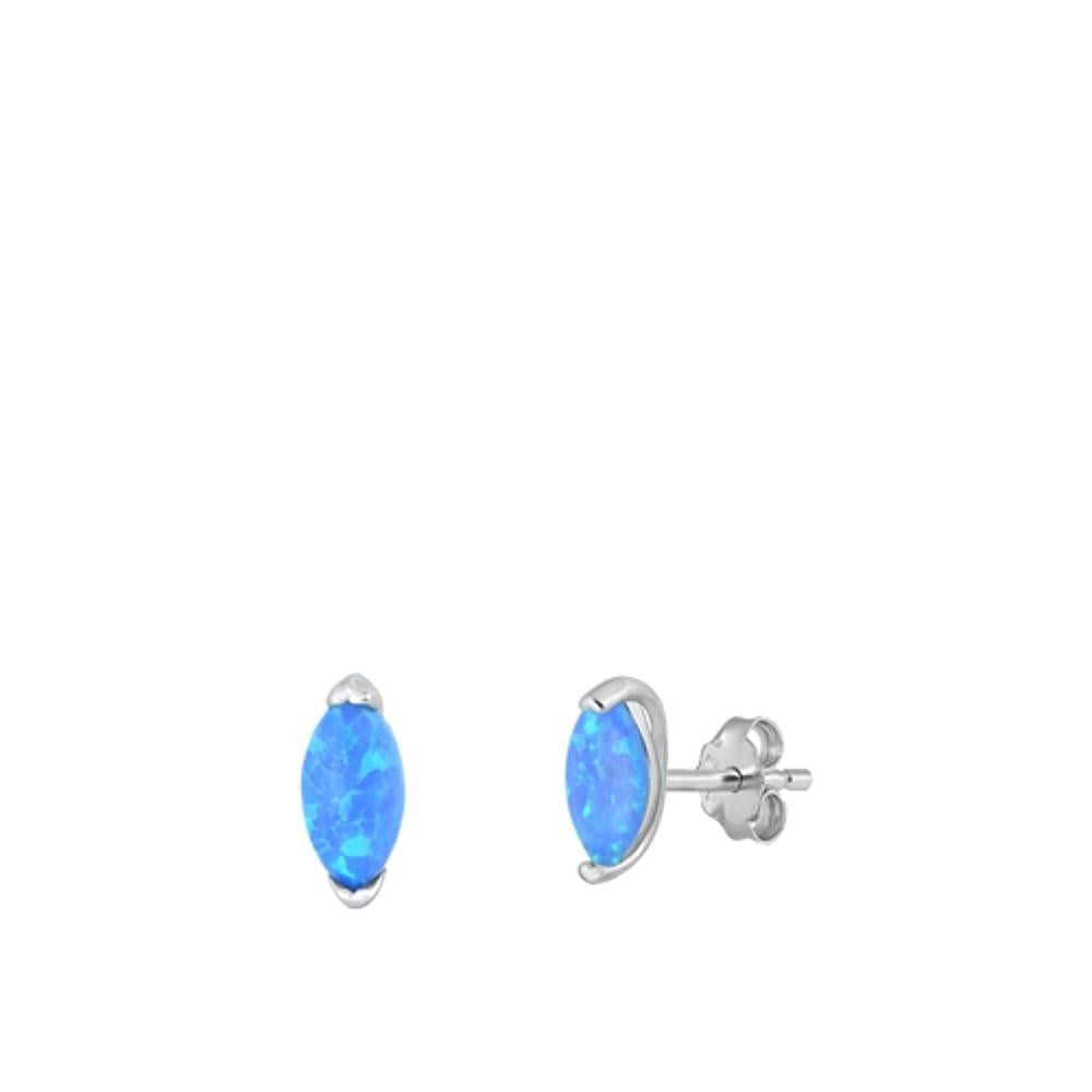 Beautiful High Polished Blue Lab Opal Earrings – Sterling Silver