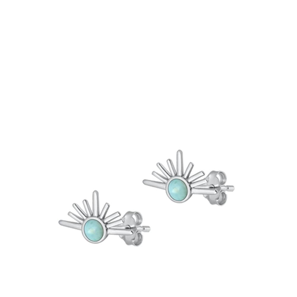 Sunset Sunrise High Polished Larimar Stud Earrings – Sterling Silver