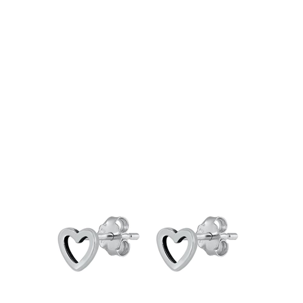 Tiny Open Promise Heart Cutout Minimalist Stud Earrings – Sterling Silver