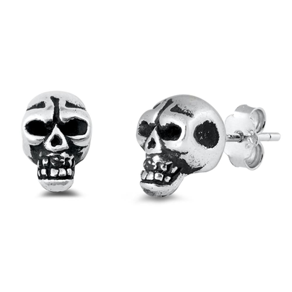 Skull Biker Stud Earrings (EP441158) – Sterling Silver