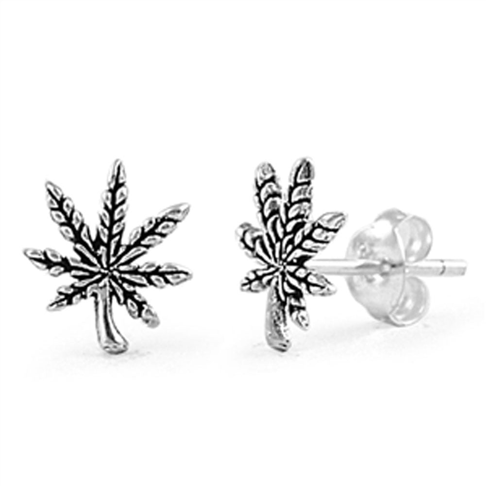 Marijuana Stud Earrings – Sterling Silver