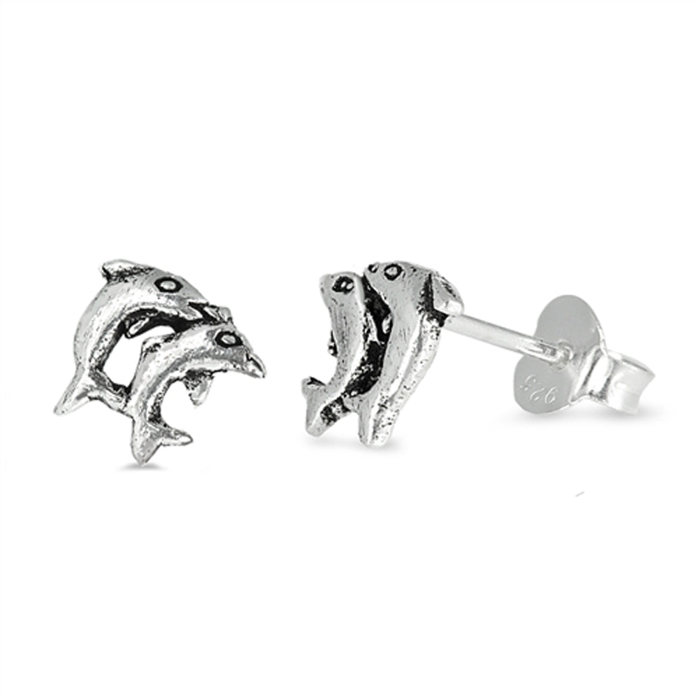 Dolphin Family Animal Swim Earrings – Sterling Silver