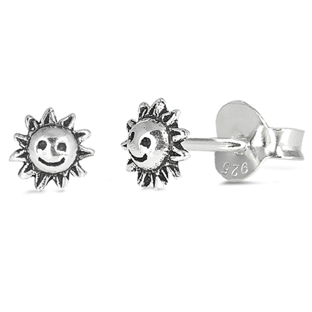 Sunshine Sun Smile Happy Face Earrings – Sterling Silver