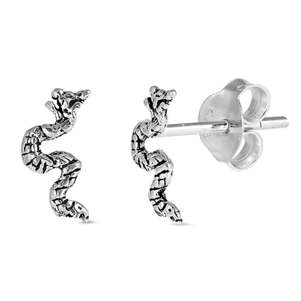 Climbing Snake Dragon Animal Unique Creepy Earrings – Sterling Silver