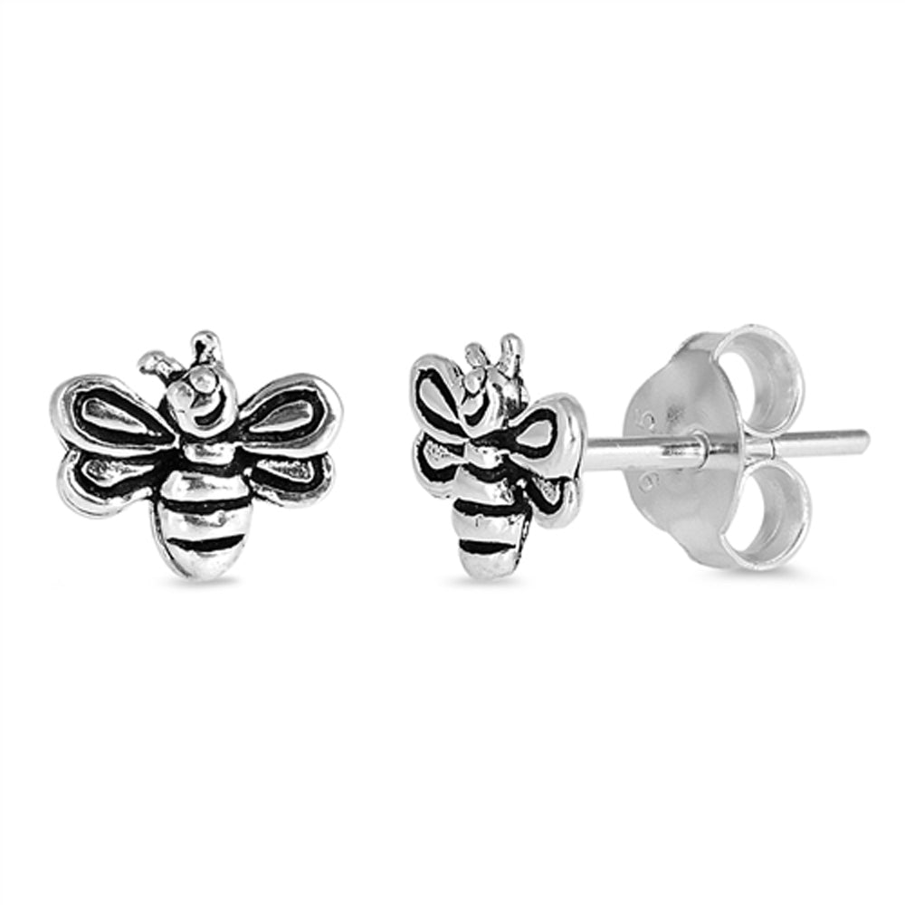 Bug Bumble Bee Animal Happy Face Earrings – Sterling Silver