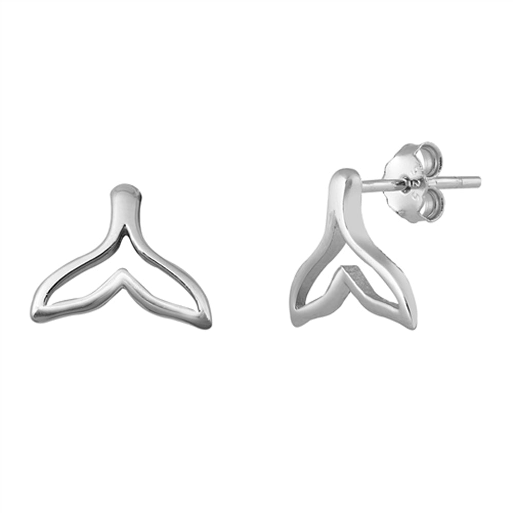 Whale Tail Animal Outline Ocean Beach Earrings – Sterling Silver
