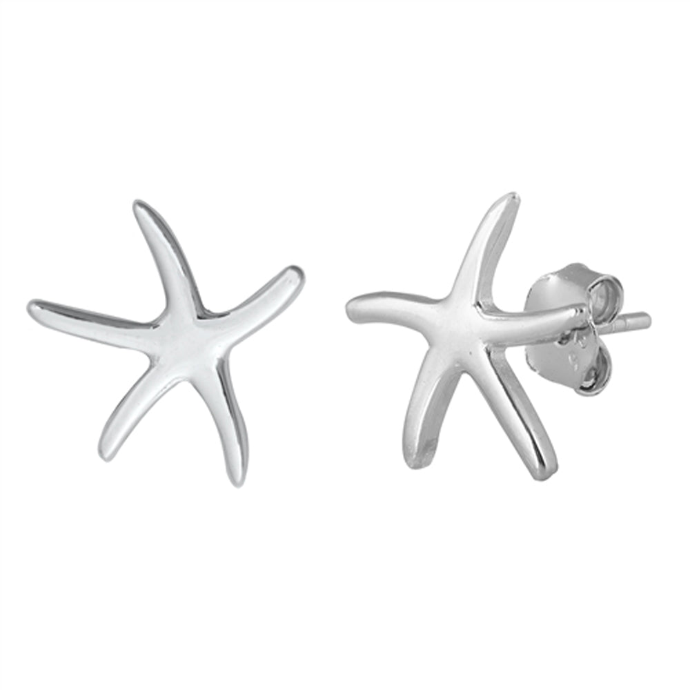 Ocean Slim Starfish Sea Star Polish Earrings – Sterling Silver