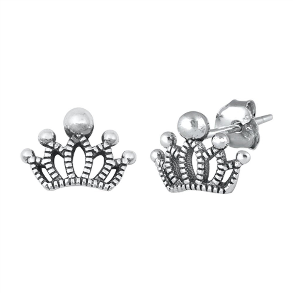 Crown Elegant Royal Queen King Earrings – Sterling Silver