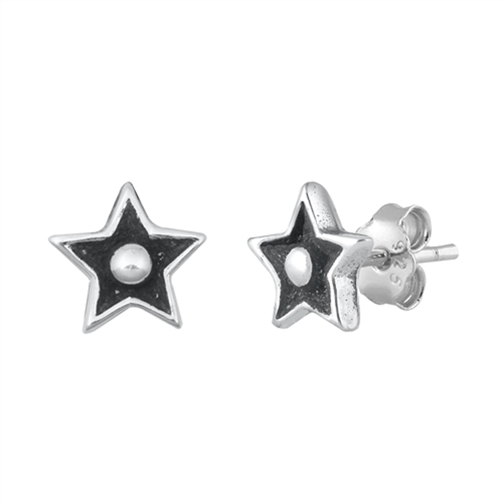 Simple Star Oxidized Modern Earrings – Sterling Silver