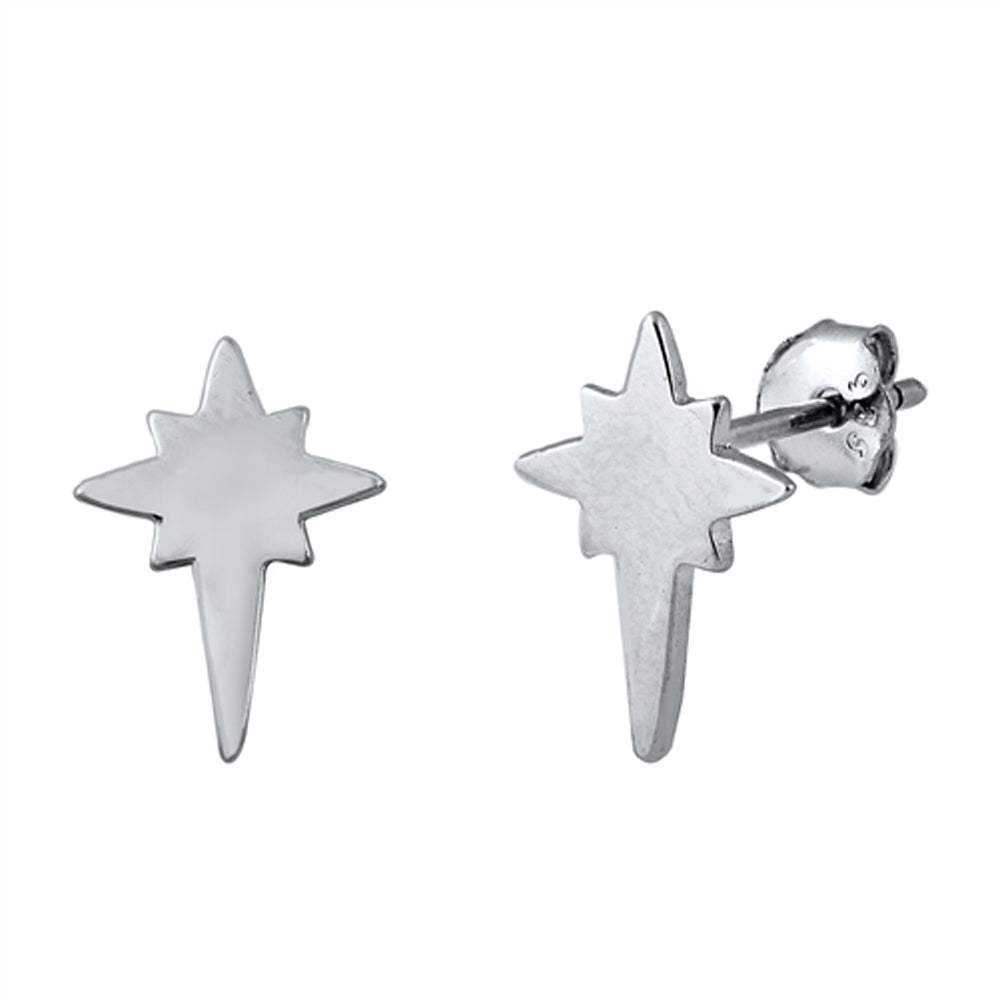 Northern Star High Polish Flat Sparkle Earrings – Sterling Silver