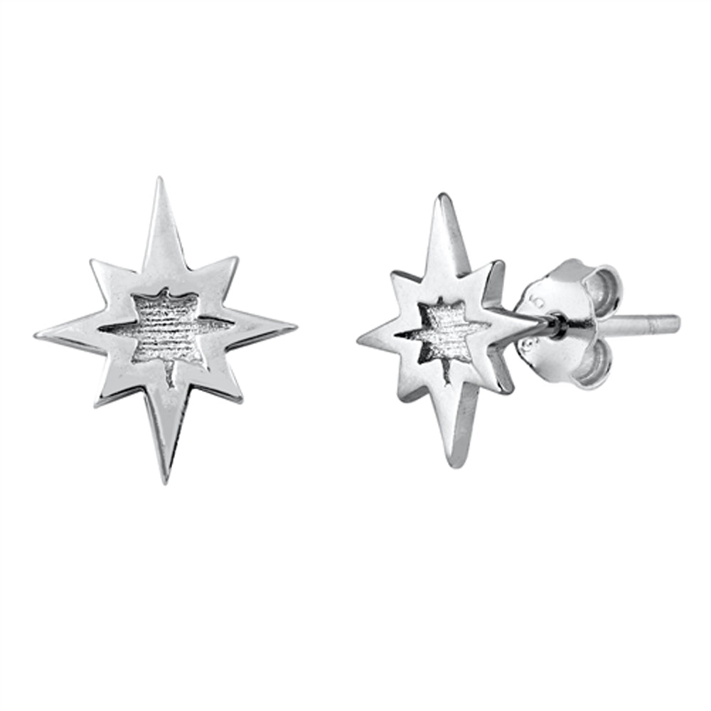 Vintage Style Star Burst Elegant High Earrings – Sterling Silver