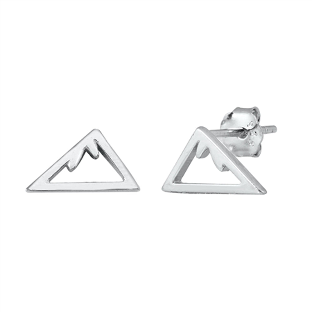 Modern Mountain Simple Nature Outline Minimalist Earrings – Sterling Silver