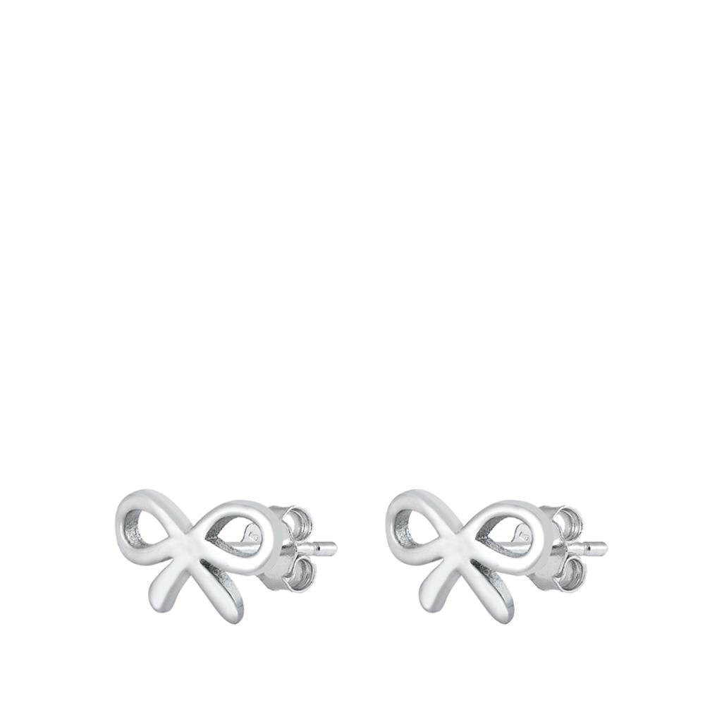 Mini Ribbon Oxidized Bow Stud Earrings – Sterling Silver