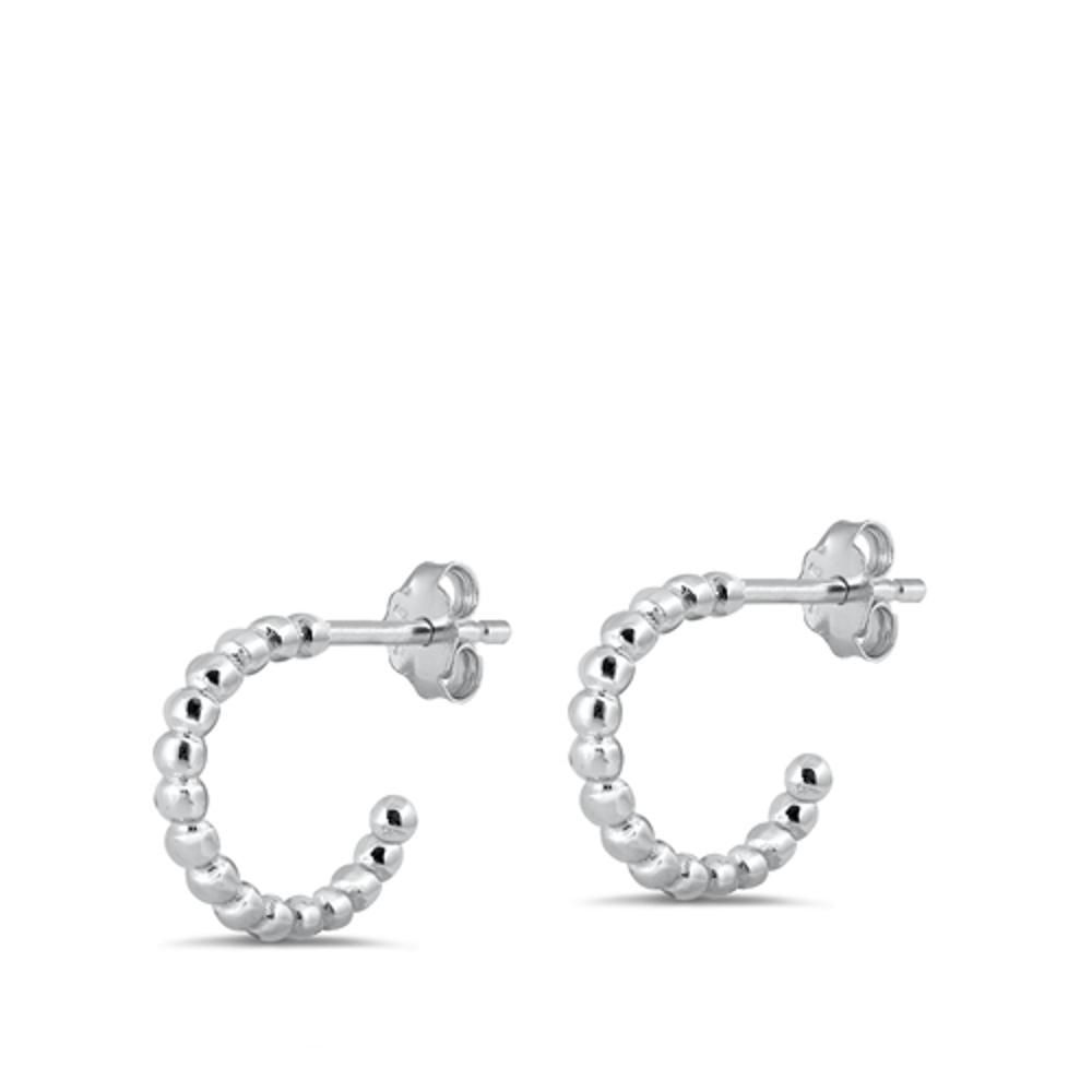 Open Ball Beaded Twisted Bobble Hoop Earrings – Sterling Silver
