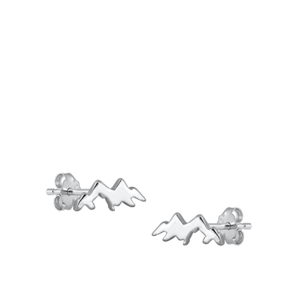 Minimalist Trace Mountain Oxidized Nature Stud Earrings – Sterling Silver