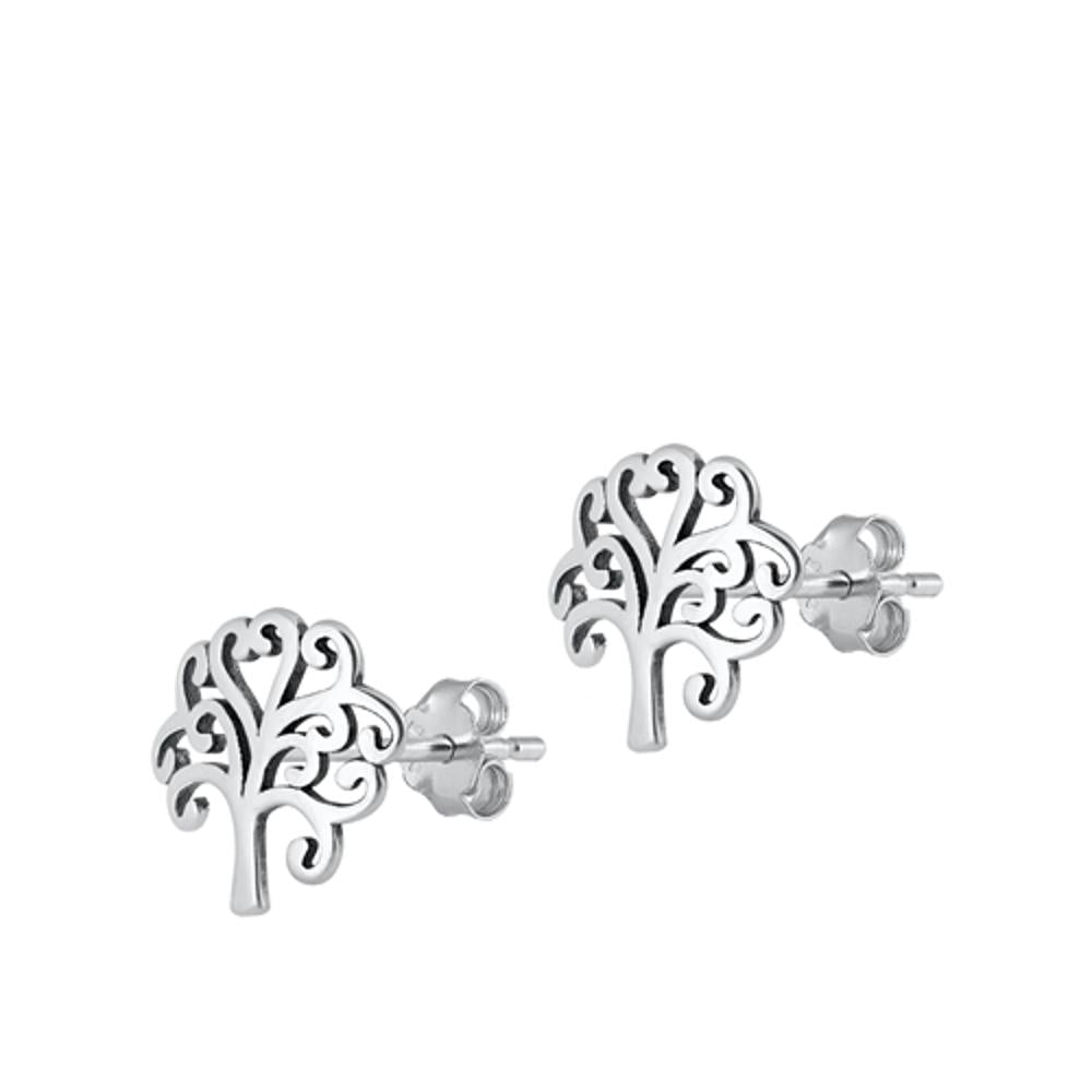 Celtic Tree Of Life Oxidized Studs Stud Earrings – Sterling Silver