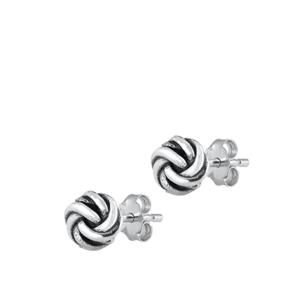 Infinity Knot Oxidized Love Stud Earrings – Sterling Silver