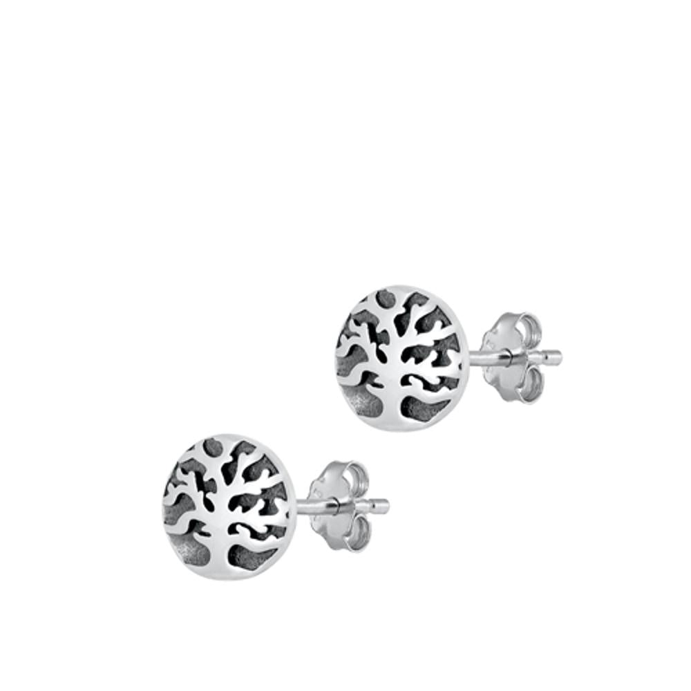 Oxidized Tree of Life Earrings – Sterling Silver