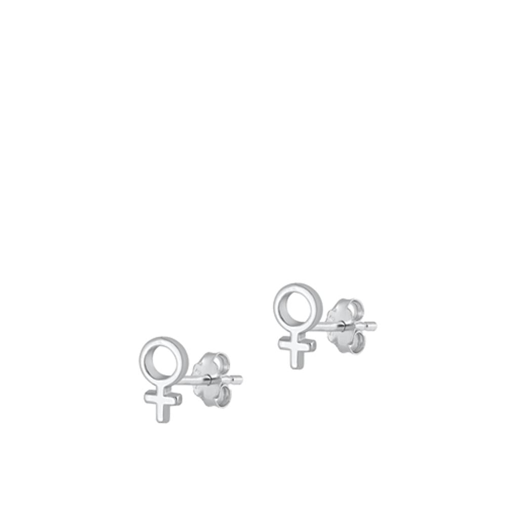 High Polished Female Girl Woman Symbol Earrings – Sterling Silver