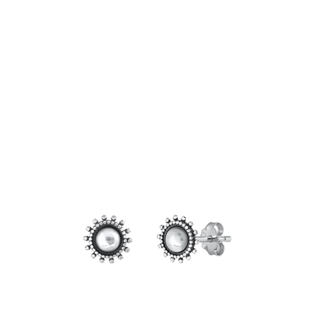 High Polished Bali Style Sun Oxidized Stud Earrings (EP442114) – Sterling Silver